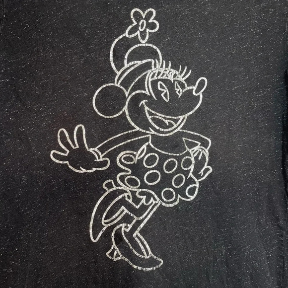 Disney Black Silver Allover Sparkle Minnie Mouse Graphic Boxy Tee Xlarge Women’s - Picture 5 of 11